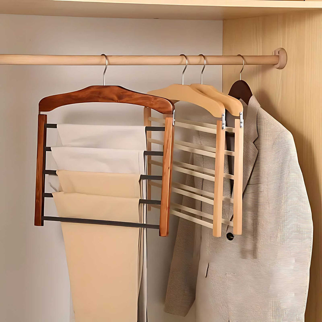 Varden Multi-Tier Wardrobe Hanger – Space-Saving Wooden & Metal Clothes Organizer