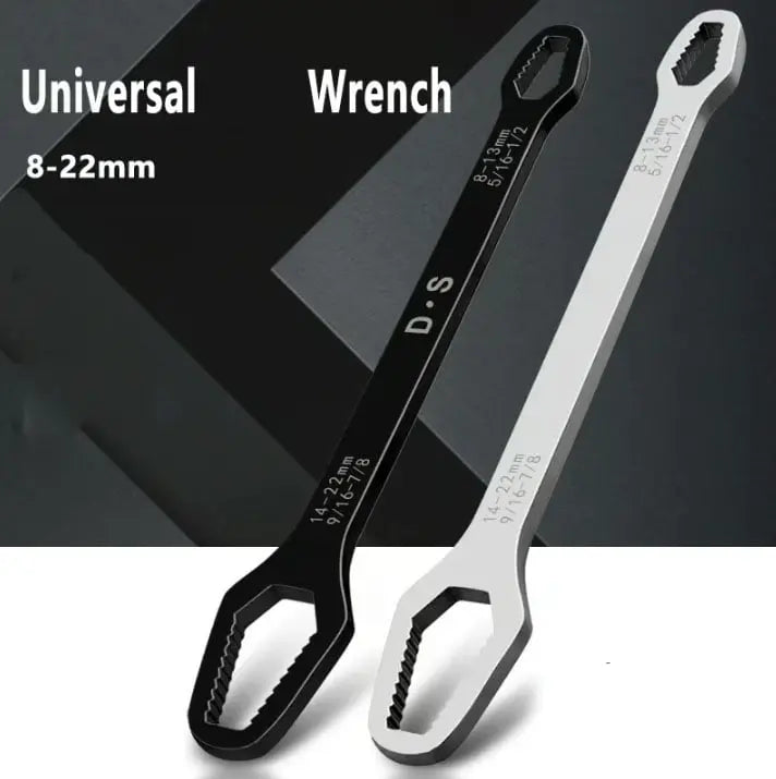 Adjustable Wrench with Double-Sided Self-Tightening Handle, Chrome Steel