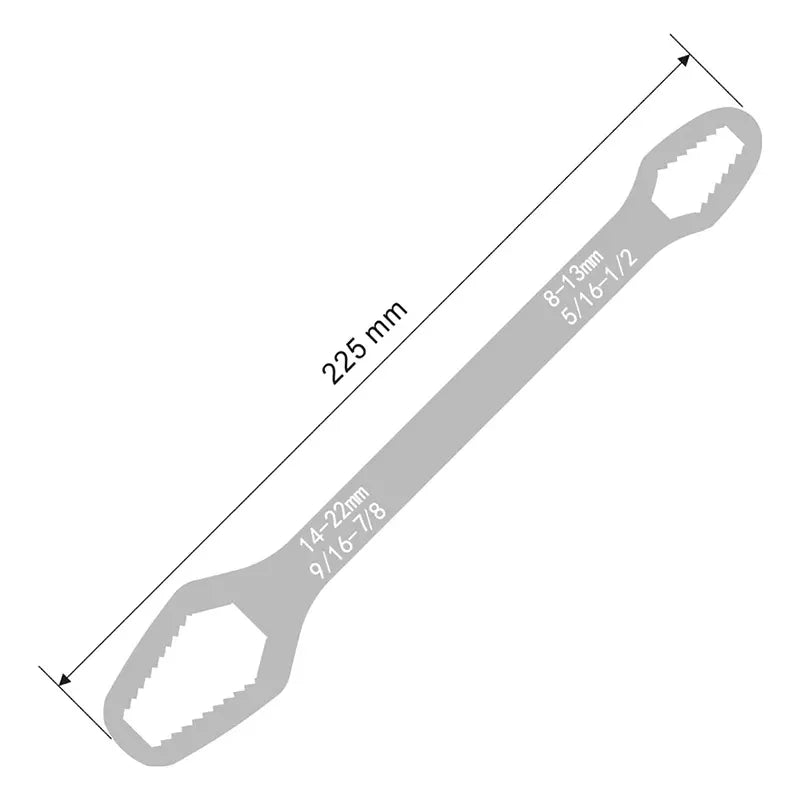 Adjustable Wrench with Double-Sided Self-Tightening Handle, Chrome Steel