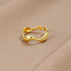 Adjustable Silver Ring with Ocean Design