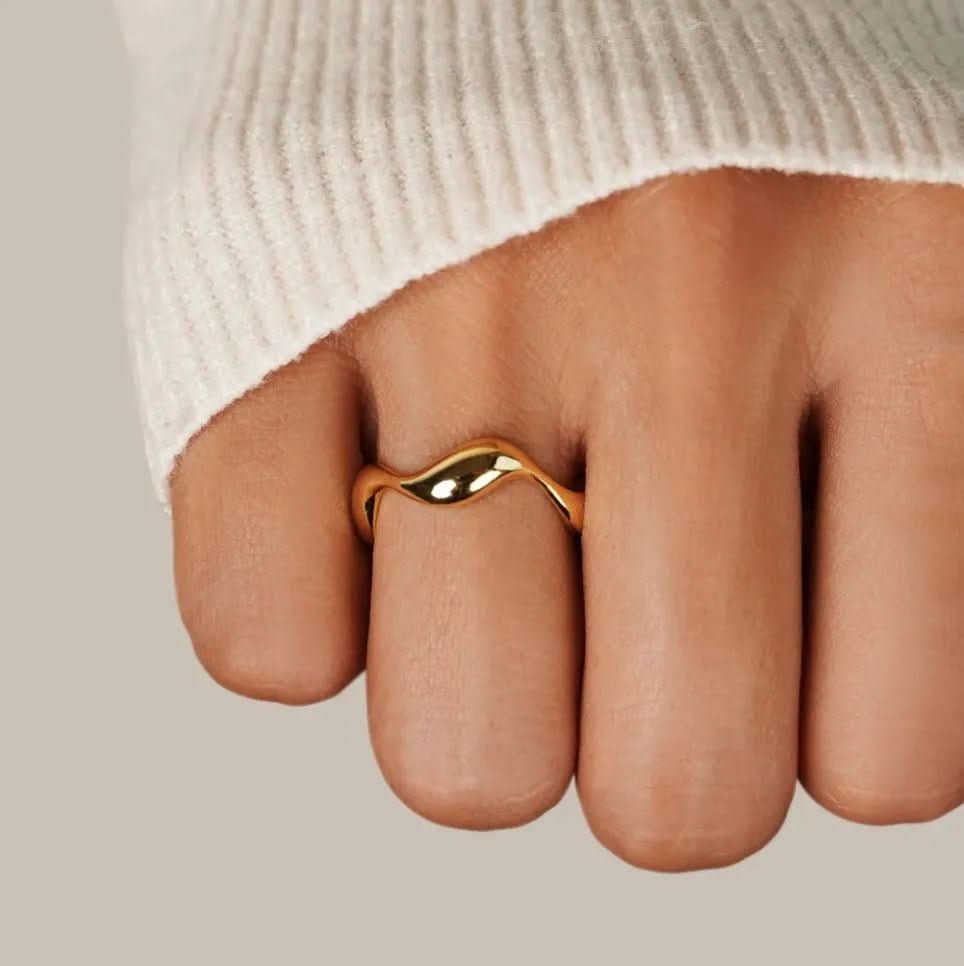 Adjustable Silver Ring with Ocean Design