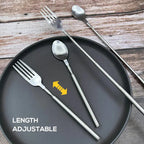 Adjustable Stainless Steel Cutlery Set with Extendable Fork and Spoon