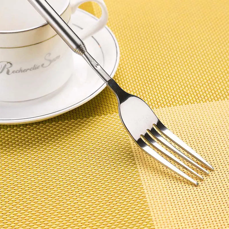 Adjustable Stainless Steel Cutlery Set with Extendable Fork and Spoon