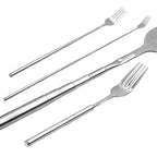 Adjustable Stainless Steel Cutlery Set with Extendable Fork and Spoon
