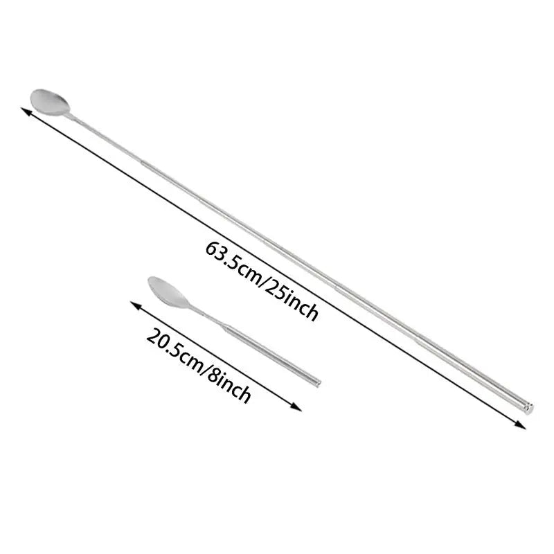 Adjustable Stainless Steel Cutlery Set with Extendable Fork and Spoon