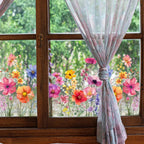 Window decoration with double-sided floral print
