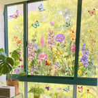 Window decoration with double-sided floral print