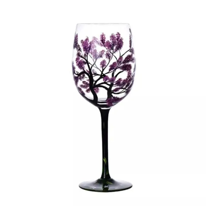 Four Seasons Tree - Wine Glass | Hand-painted Artistic Glasses