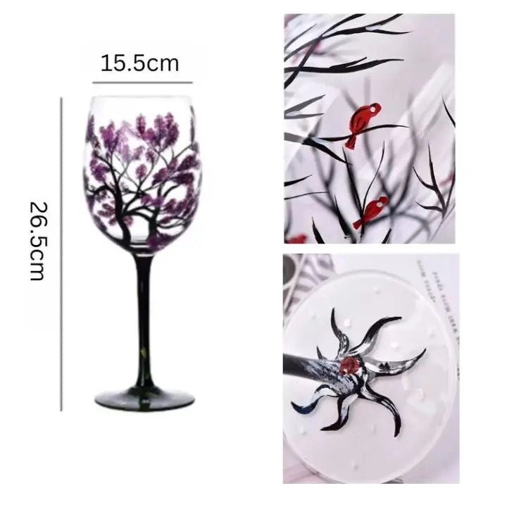 Four Seasons Tree - Wine Glass | Hand-painted Artistic Glasses