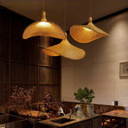 Vintage Handmade Bamboo Pendant Lamp – Woven Hanging Light for Living Room, Dining Room, and Kitchen