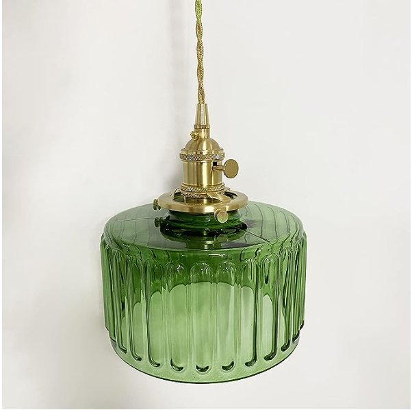 Adjustable Vintage Crystal Pendant Lamp Glass Cylinder