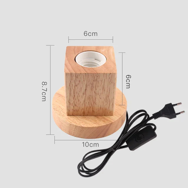 Retro Wooden Table Lamp with Light Ball – Decorative Lighting for Home