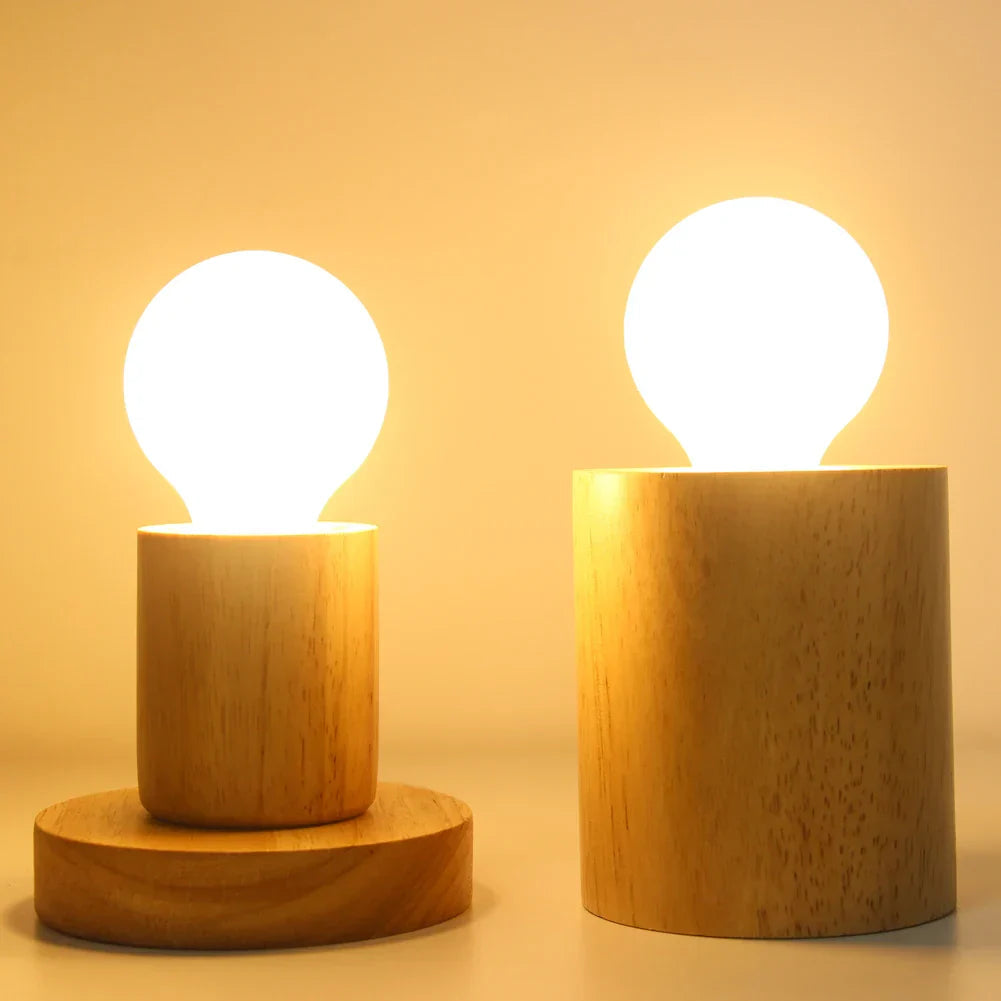 Retro Wooden Table Lamp with Light Ball – Decorative Lighting for Home