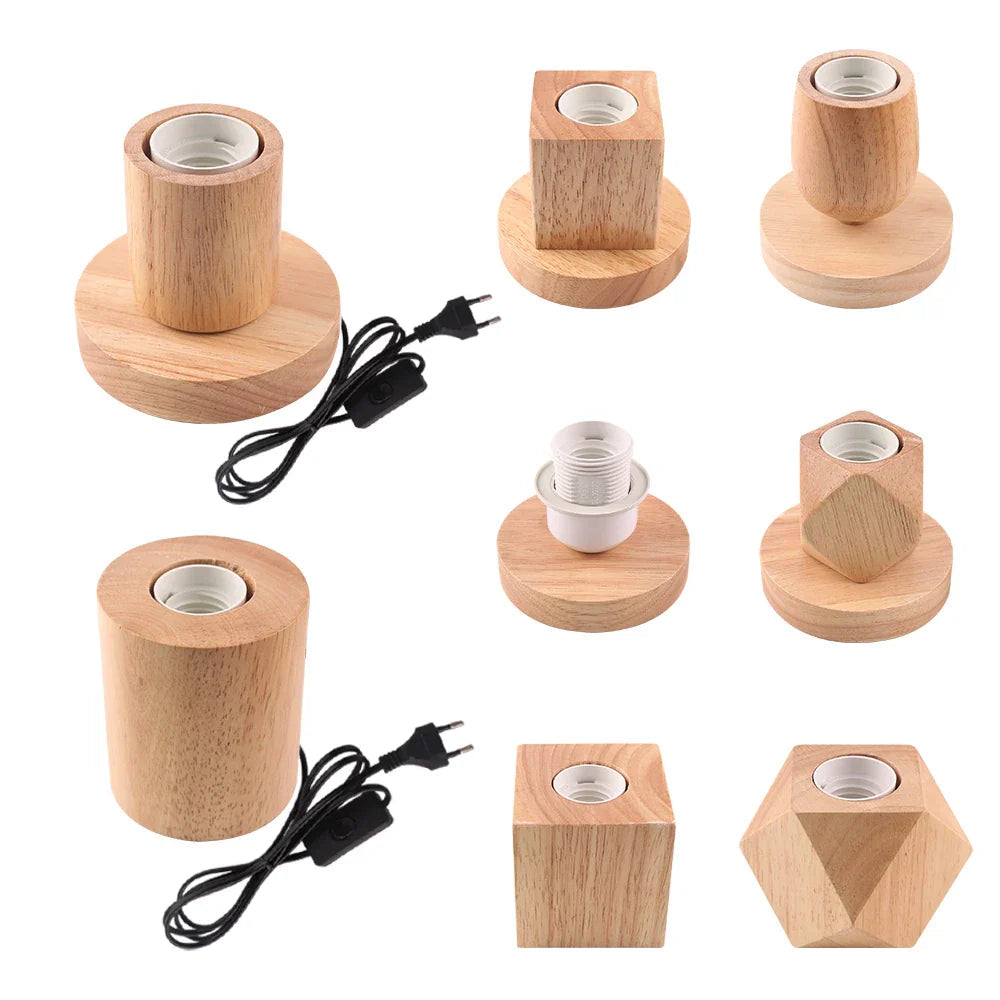 Retro Wooden Table Lamp with Light Ball – Decorative Lighting for Home
