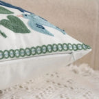 Vintage Botanical Embroidery Cushion Cover