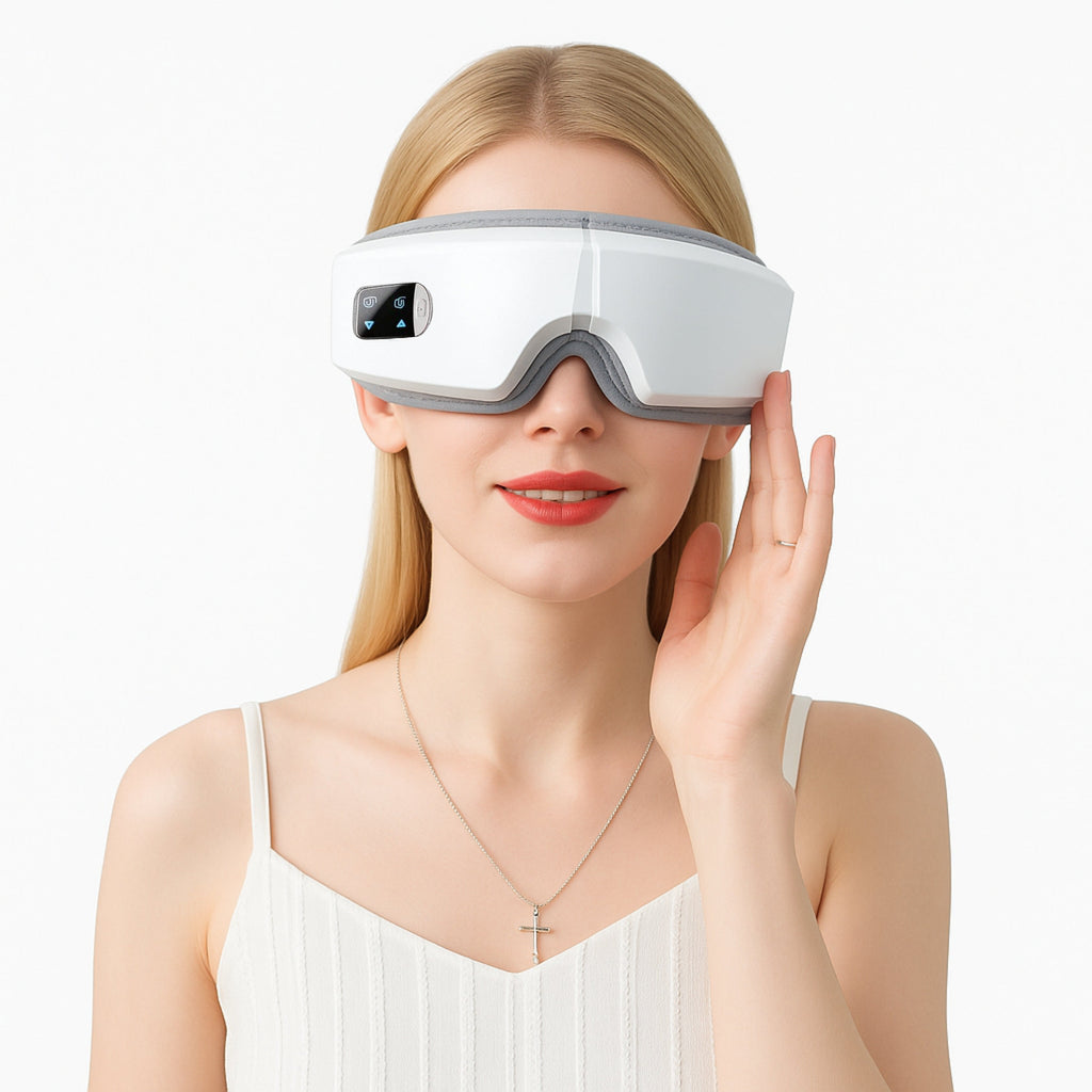 Vistella | 4D Smart Eye Massager - Air Pressure - Vibration - Heat Therapy for Eye Strain Fatigue - Sleep Improvement