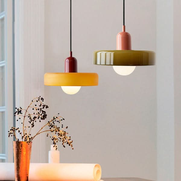 Bauhaus Colored Glass Pendant Light
