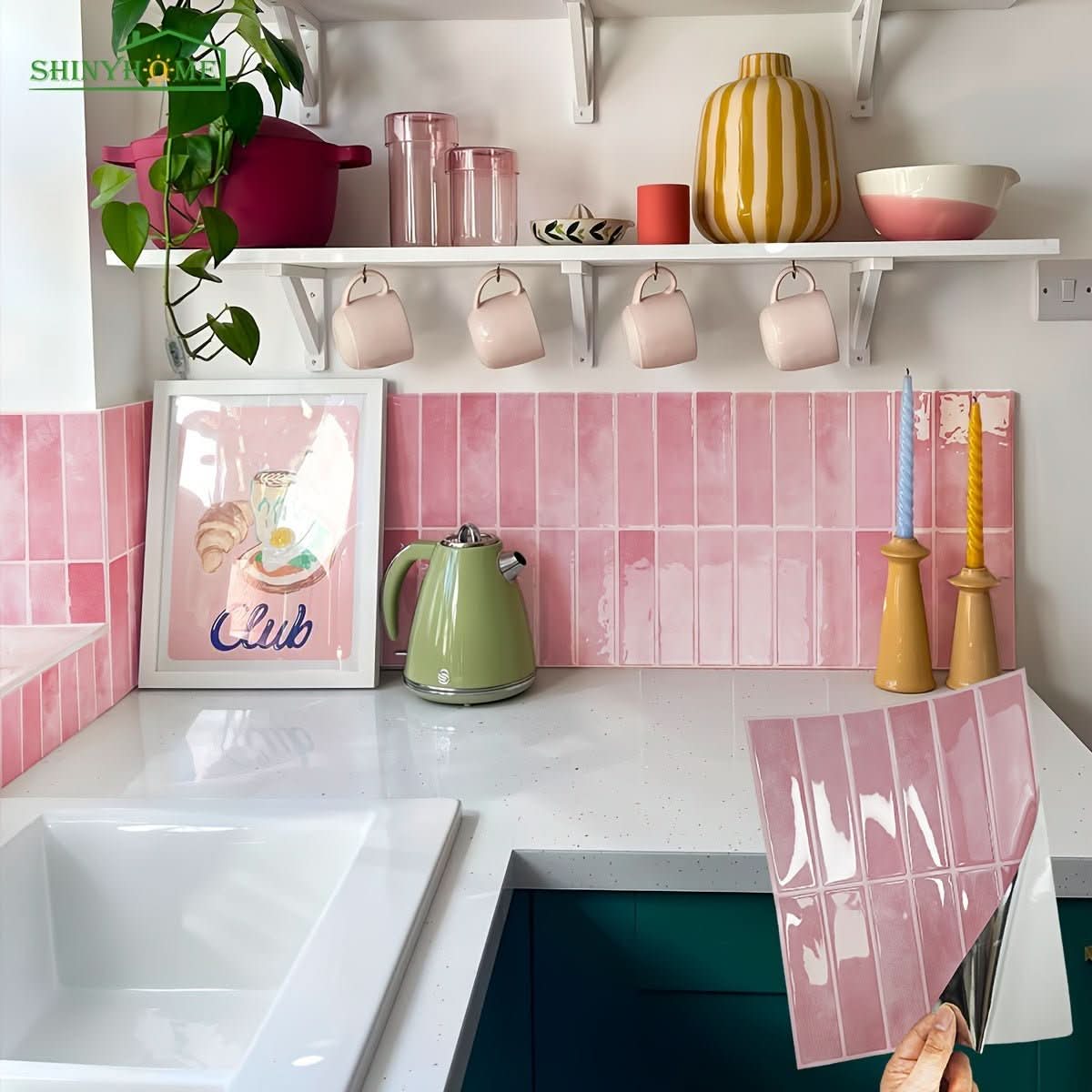 Self-adhesive wall tiles for modern room design