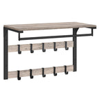 3-in-1 wall coat rack with shelf, hooks, and clothes rail