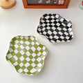 Wavy Edge Checkerboard Tray - Black, Green