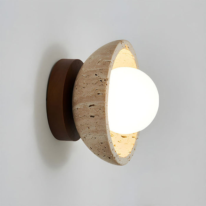 Boho Travertine Natural Stone LED Wall Lamp