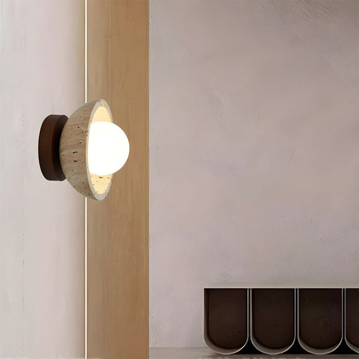Boho Travertine Natural Stone LED Wall Lamp