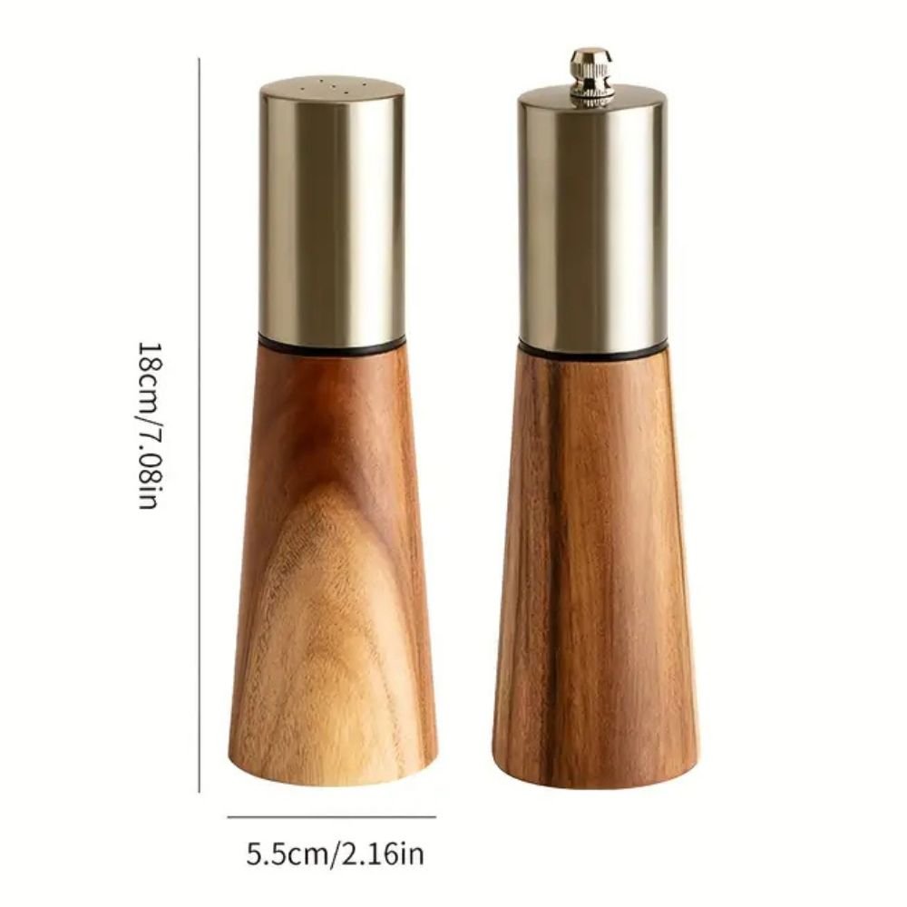 Elegant salt and pepper mill set made of wood