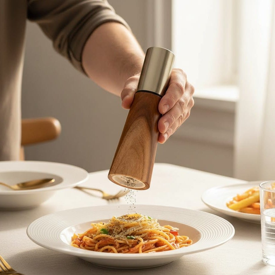 Elegant salt and pepper mill set made of wood
