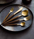 Premium stainless steel cutlery with wood accent