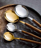 Premium stainless steel cutlery with wood accent