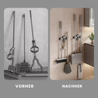 Space-saving holder for brooms & tools – Quickly mounted, no drilling