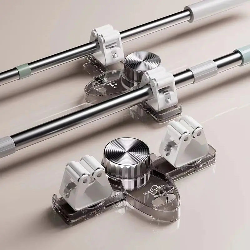 Space-saving holder for brooms & tools – Quickly mounted, no drilling