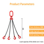 Lifting Chain Sling, 5 Ton G80 Chain Four-Leg Hook And Ring Combination Complete Set Of Crane Sling,Lifting Tools