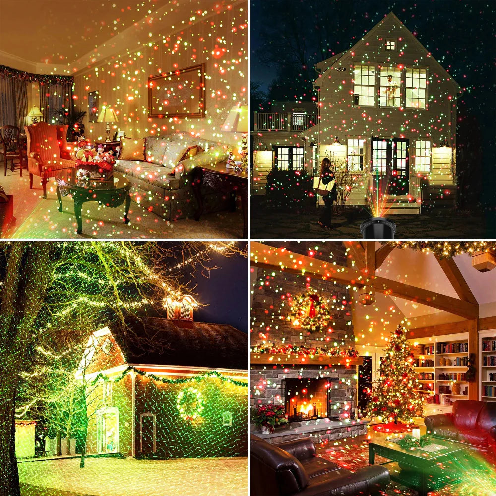 Waterproof Christmas Light Projector for Outdoor with Red/Green Laser Light Effects