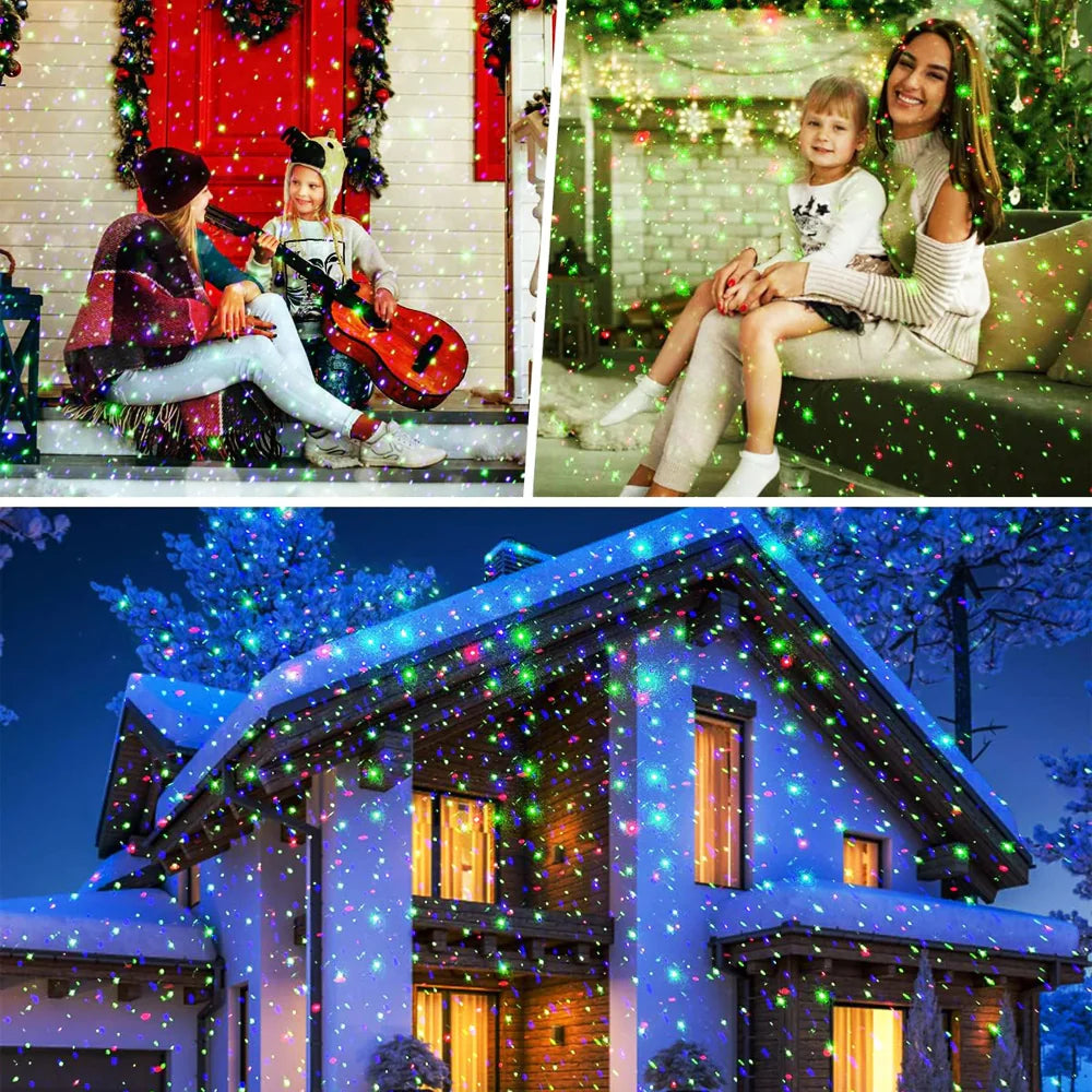 Waterproof Christmas Light Projector for Outdoor with Red/Green Laser Light Effects