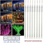 Luminex Meteorenregen LED Lichtslingers – Waterdichte Buitenverlichting met 8 Buisjes, 30/50 cm, Multicolor voor Feest & Tuin
