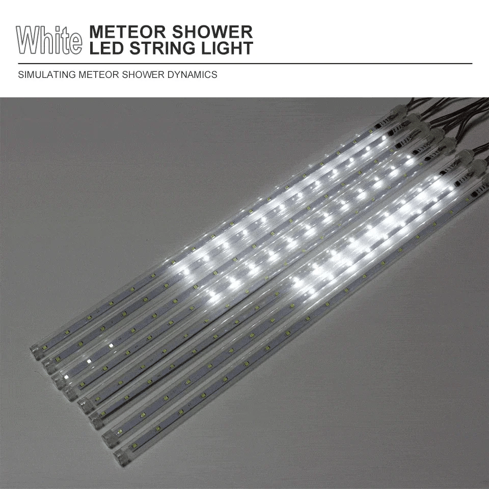 Luminex Meteorenregen LED Lichtslingers – Waterdichte Buitenverlichting met 8 Buisjes, 30/50 cm, Multicolor voor Feest & Tuin