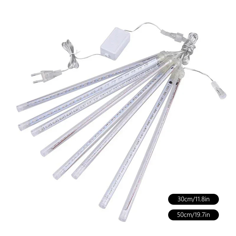 Luminex Meteorenregen LED Lichtslingers – Waterdichte Buitenverlichting met 8 Buisjes, 30/50 cm, Multicolor voor Feest & Tuin