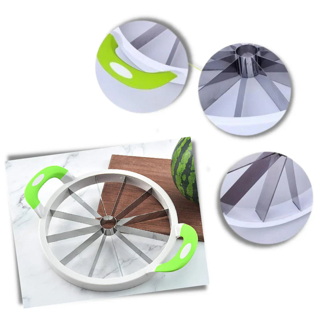 Stainless Steel Watermelon Slicer – 12-Slice Fruit Cutter with Non-Slip Handles
