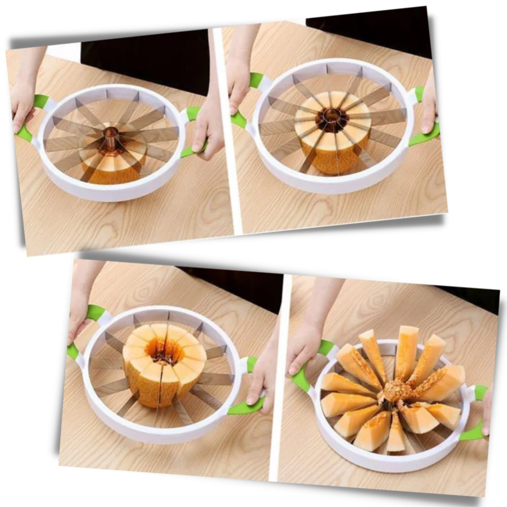 Stainless Steel Watermelon Slicer – 12-Slice Fruit Cutter with Non-Slip Handles