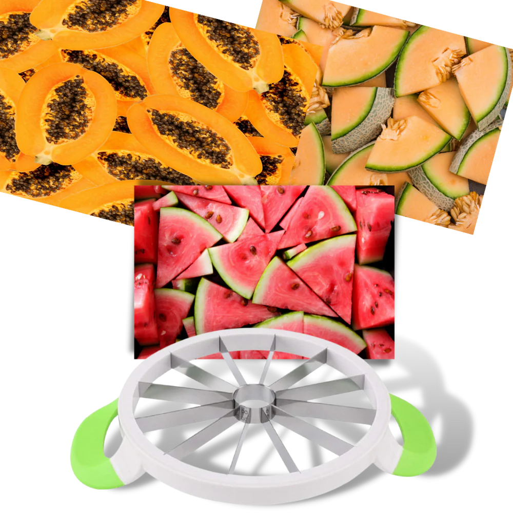 Stainless Steel Watermelon Slicer – 12-Slice Fruit Cutter with Non-Slip Handles