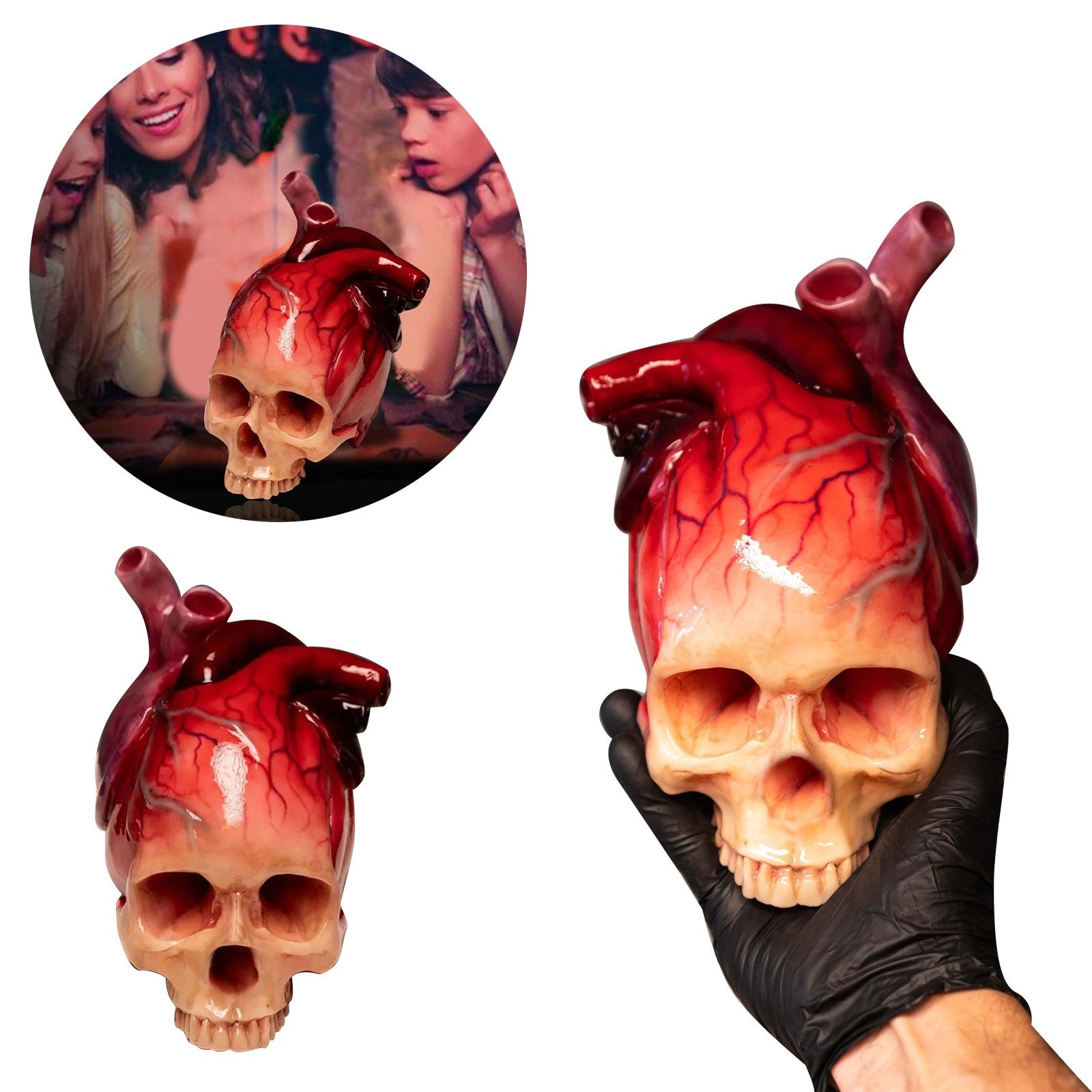 SpookyHeart Realistic Halloween Heart-Shaped Skull Sculpture