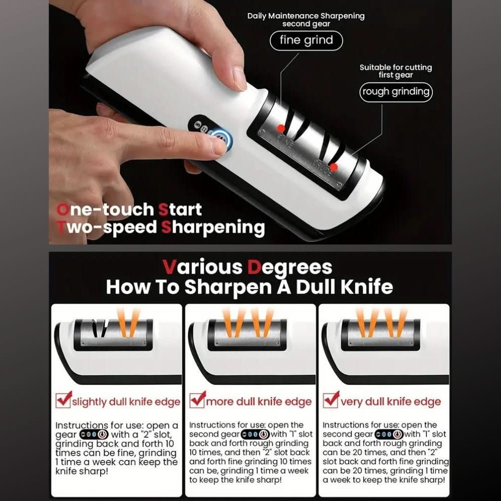 Rechargeable 2-Stage Knife Sharpener for Ceramic & Steel Blades