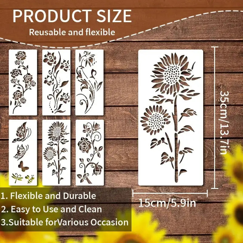 Flower Stencil Set – Reusable for Wood, Walls & Fences