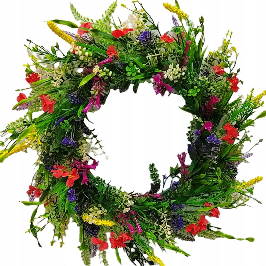 Spring Sun Flower Crown for Door – Handmade with Eucalyptus and Silk Flowers
