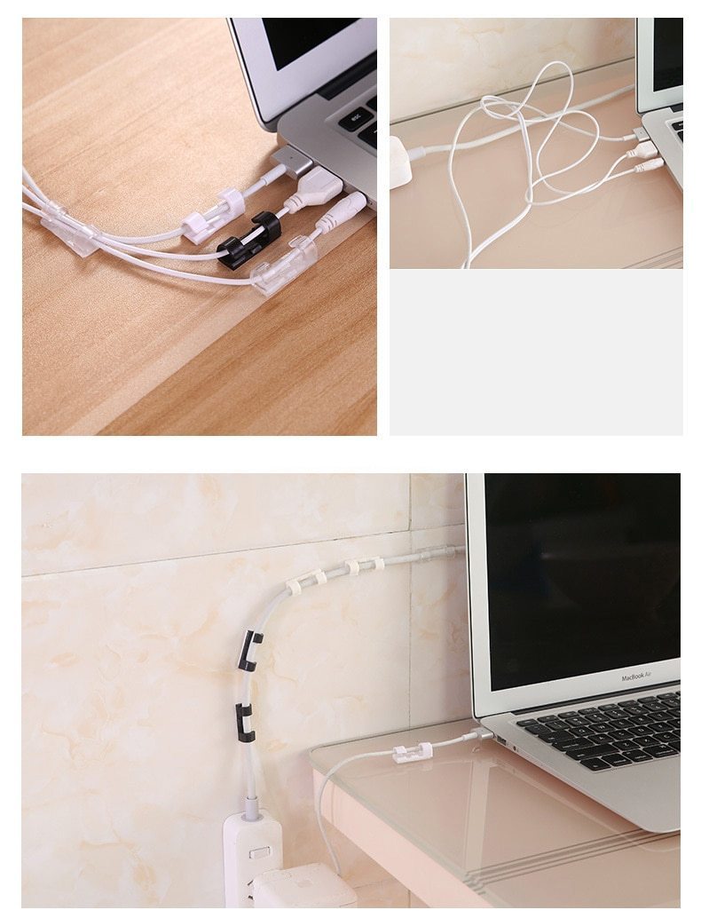 IcoolGadgets Wire Cable Clips Organizer Desktop & Workstation Clips Cord Management Holder USB Charging Data Line Cable Winder