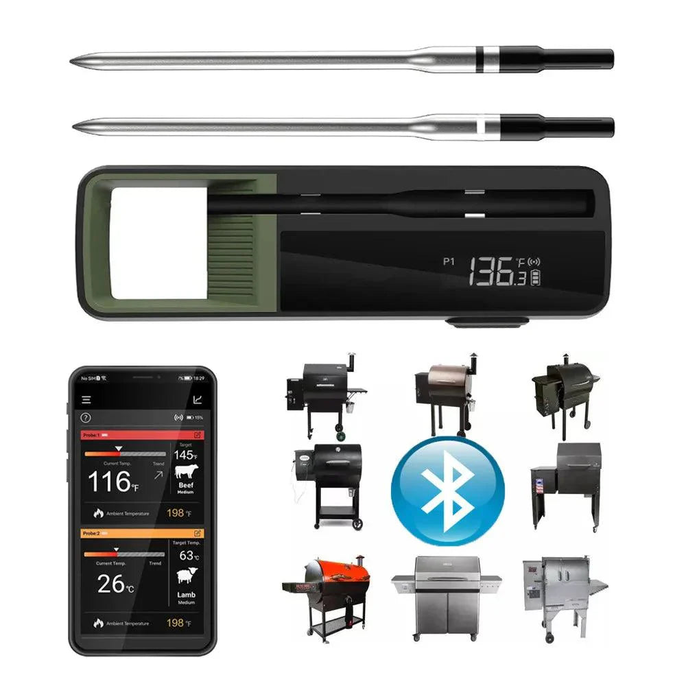 Wireless grill thermometer with precise temperature measurement