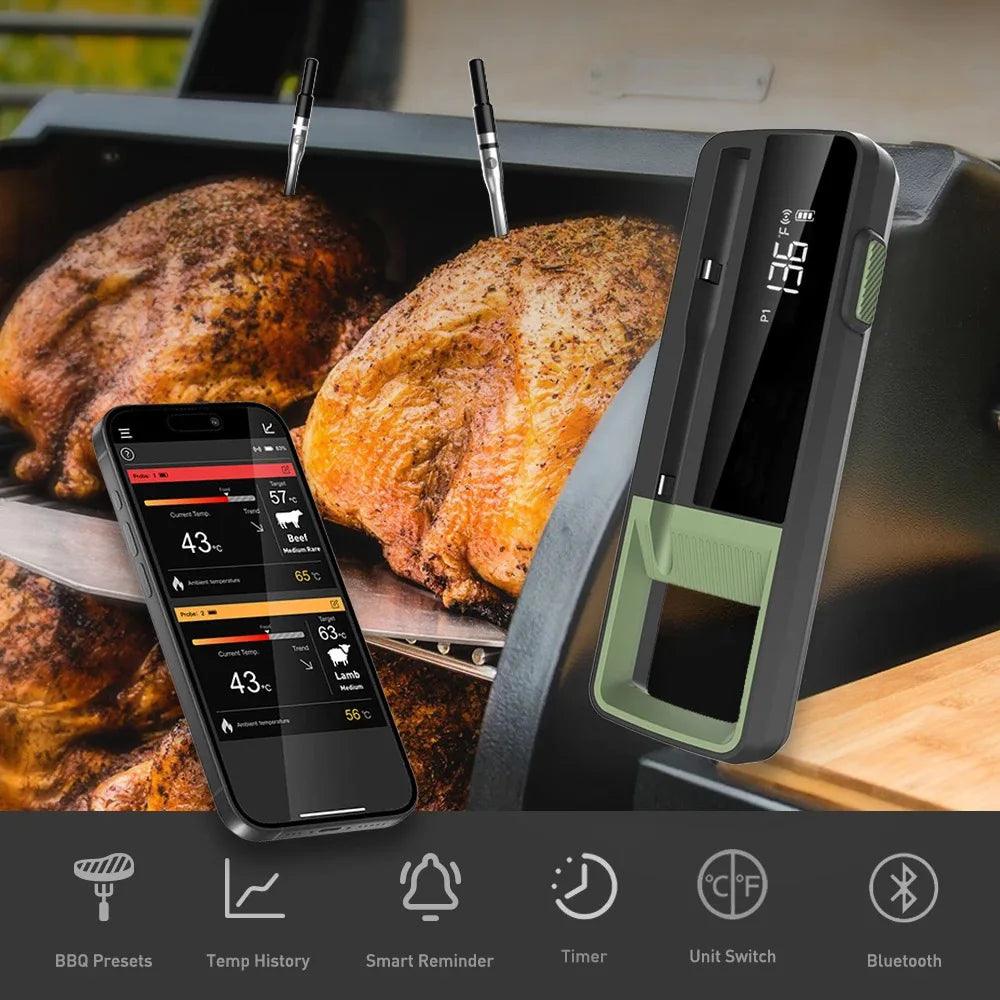 Wireless grill thermometer with precise temperature measurement