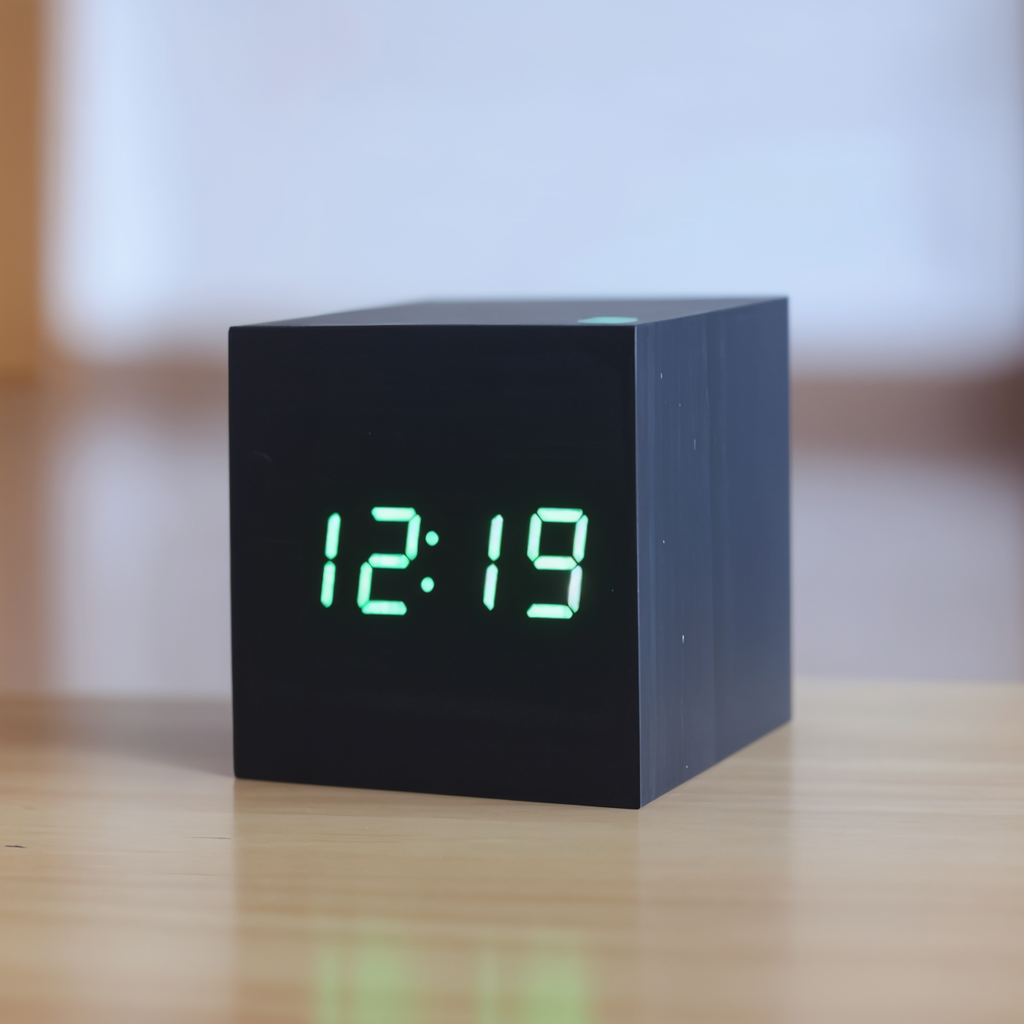 Elegant Digital LED Clock in Wood