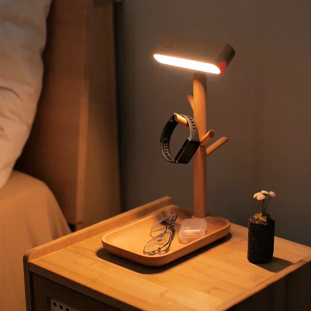 WoodGlow – Dimmable Wood Table Lamp with Practical Storage